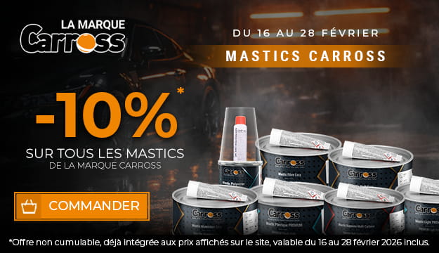 Du 16/02 au 28/02, profitez de -10% sur tous les mastics de la marque Carross -10% sur tous les mastics de la marque Carross